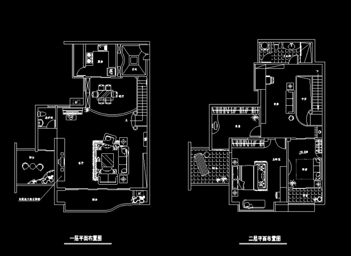 现代住宅室内空间装饰cad施工图(1)