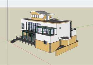 现代风格2层别墅设计SU(草图大师)模型