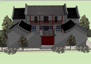 古代合院住宅建筑设计SU(草图大师)模型
