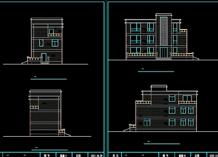 别墅多层建筑设计cad施工图(1)
