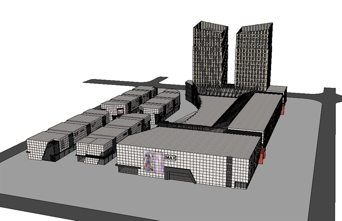 商业办公详细建筑su模型(3)