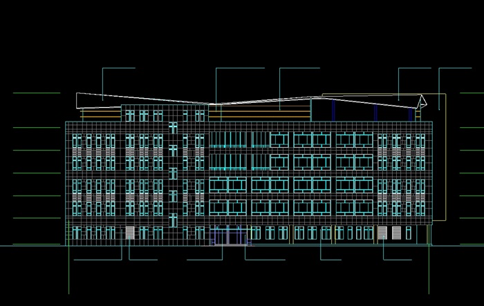 长兴办公建筑设计楼设计cad方案图(2)