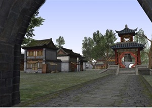 中式风格古城规划修复性方案ＳＵ模型