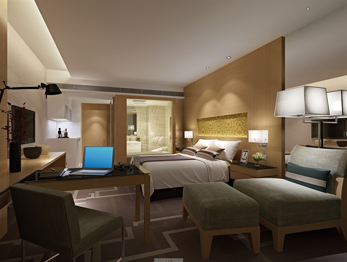 酒店客房室内设计3d模型及效果图和平面图(1)