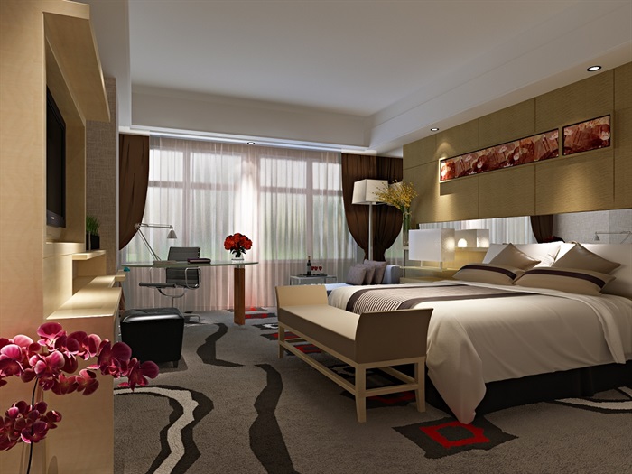 酒店客房室内设计3d模型及效果图和平面图(2)