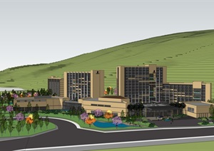 某五星级酒店建筑群概念方案设计SU(草图大师)模型