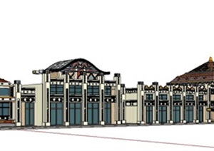 某单层欧式风格单层餐厅建筑SU(草图大师)模型