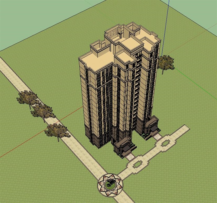 新古典高层详细小区居住建筑su模型