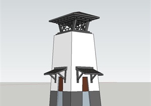 现代中式景观塔设计SU(草图大师)模型