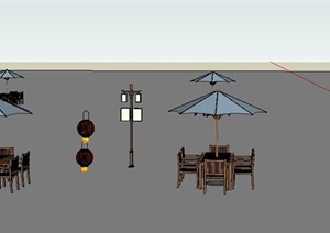 灯笼、桌椅、路灯设计SU(草图大师)模型