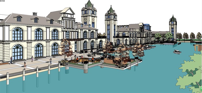 滨湖商业街建筑su模型设计