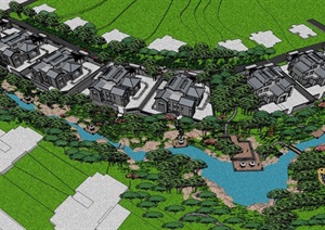 小区建筑景观区域SU(草图大师)模型