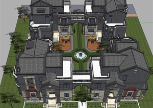 北欧风格别墅建筑楼设计SU(草图大师)模型