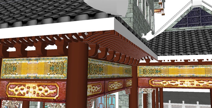 一个古典中式宝殿塔楼ＳＵ模型(1)