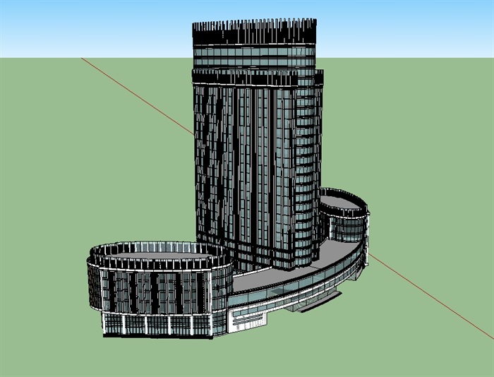 酒店详细建筑楼设计su模型(3)