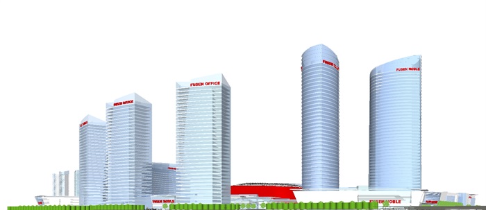 现代商业综合体建筑方案SU设计模型(6)