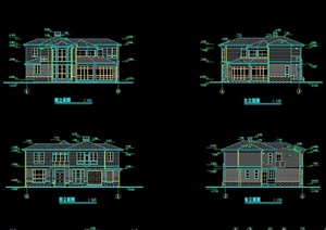 多套不同的别墅设计精美cad方案图