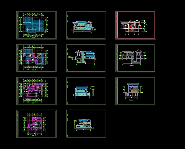多套不同的别墅设计精美cad方案图(4)