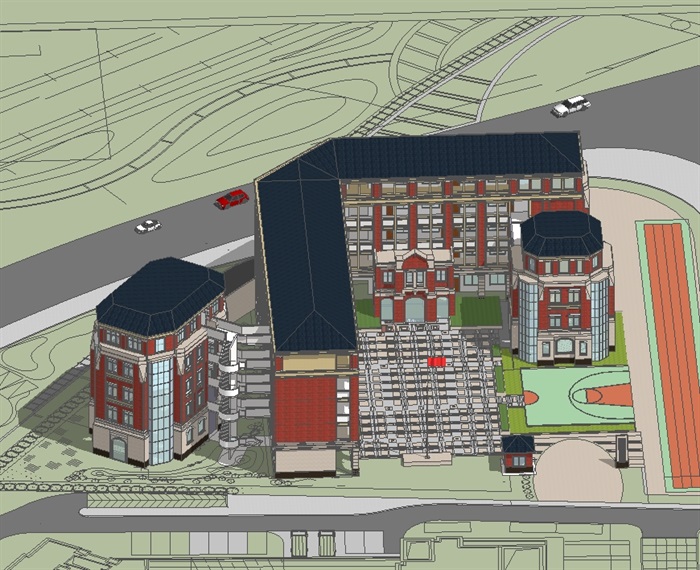 精品某欧式小学建筑设计SU模型(2)
