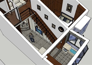 北欧小复式室内住宅空间SU(草图大师)模型