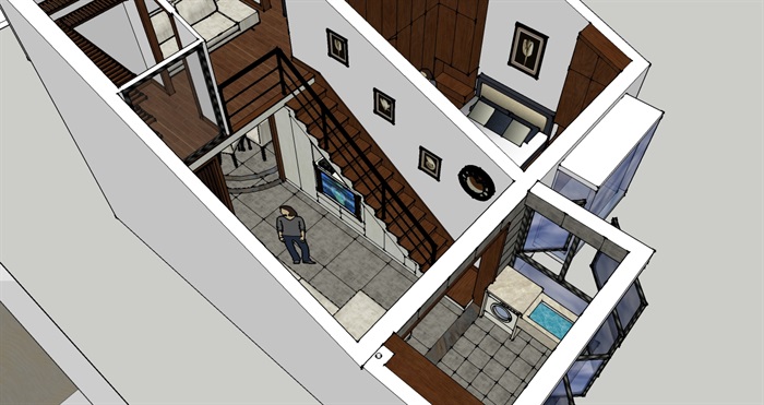 北欧小复式室内住宅空间su模型