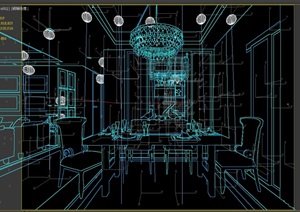 现代详细室内餐厅空间设计3d模型