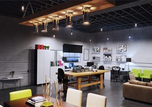 现代室内办公空间设计3d模型及效果图