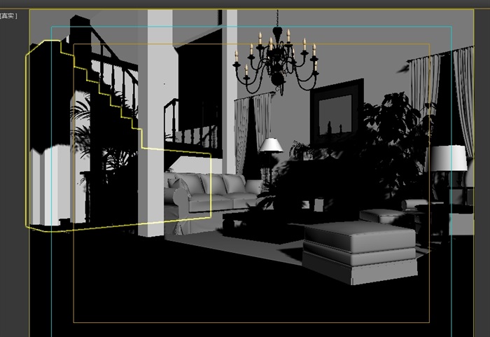 现代详细室内客厅设计3d模型及效果图(2)
