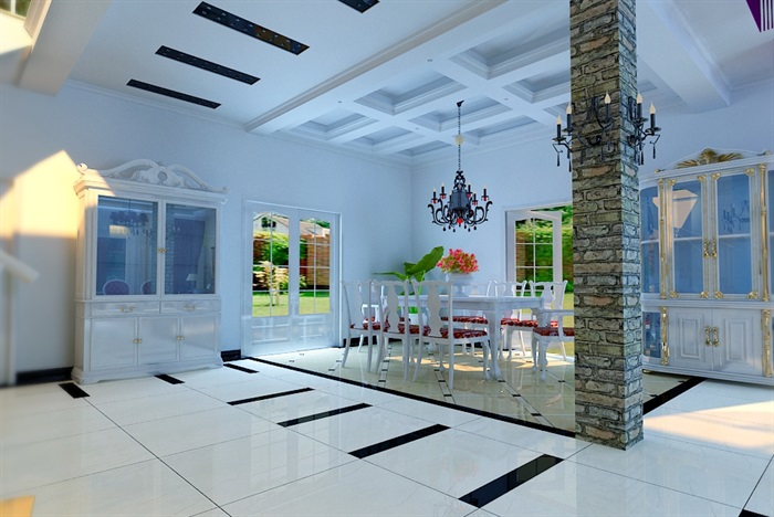 某欧式详细的别墅室内空间设计3d模型(4)