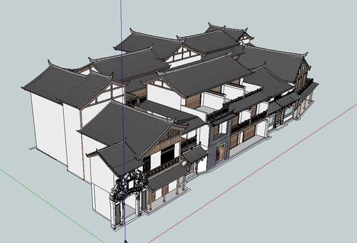 精品中式民居建筑SU模型(3)