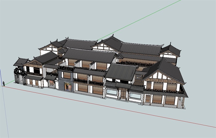 精品中式民居建筑SU模型(2)