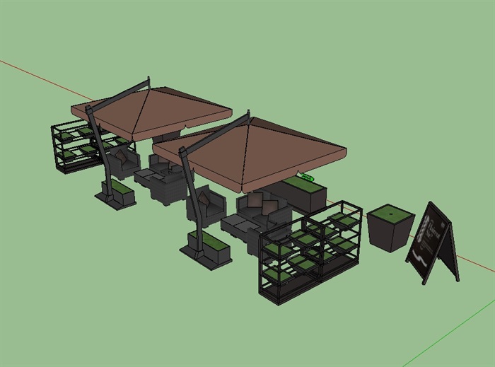 商业外摆伞桌椅素材设计su模型(3)