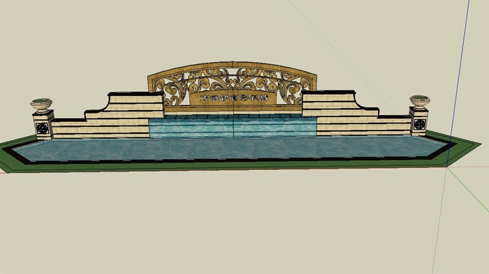 入口泉水景墙设计su模型(4)