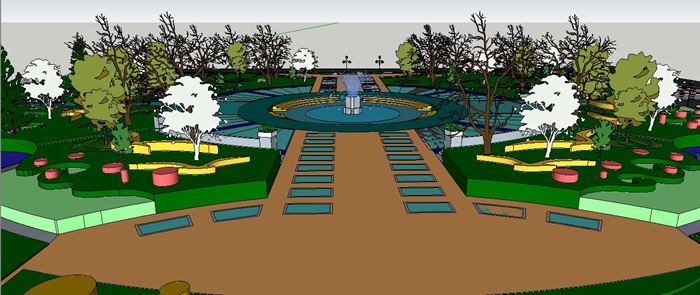 现代风格景观广场设计su场景模型(3)