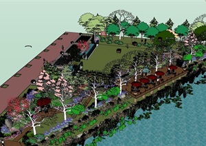 滨江公园详细景观设计SU(草图大师)模型