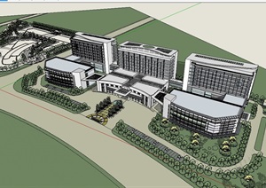 医院多层详细的建筑设计SU(草图大师)模型