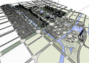 现代城市规划详细建筑设计SU(草图大师)模型