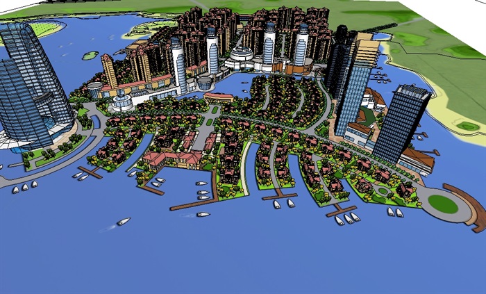 现代滨海详细城市规划su模型(2)