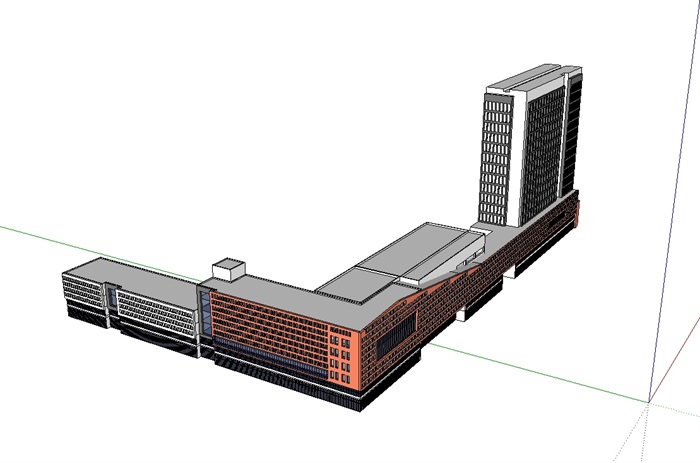 汽车站经典建筑设计su模型(1)