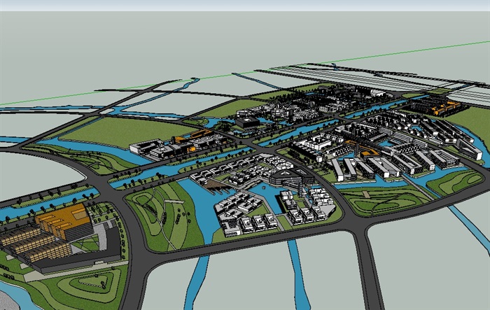 现代城市综合建筑规划设计su模型(3)