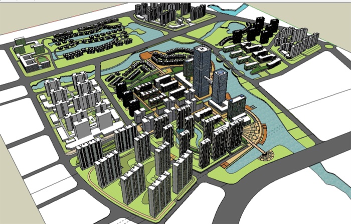 现代某地块城市建筑规划设计su模型(3)