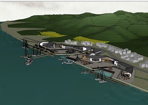 水上活动中心码头建筑设计SU(草图大师)模型