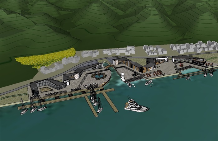 水上活动中心码头建筑设计su模型(2)