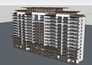 三亚土福湾住宅公寓建筑SU(草图大师)模型