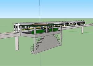 轻轨站建筑设计SU(草图大师)模型