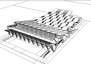 汽车站无材质贴图建筑SU(草图大师)模型