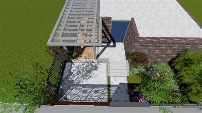 新中式别墅庭院景观方案ＳＵ模型(2)