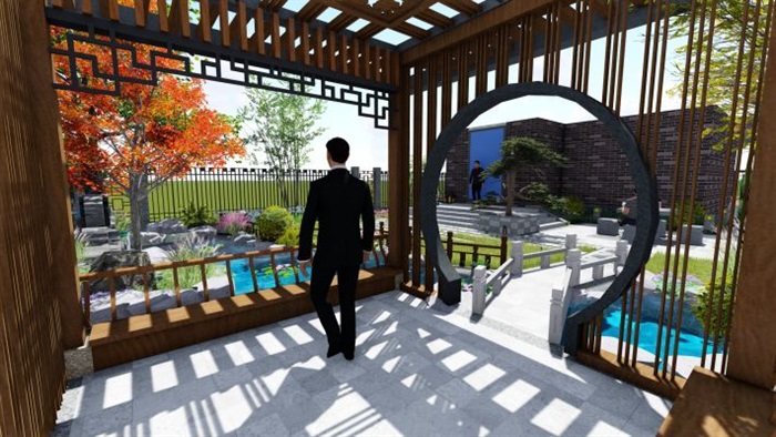 新中式别墅庭院景观方案ＳＵ模型(8)