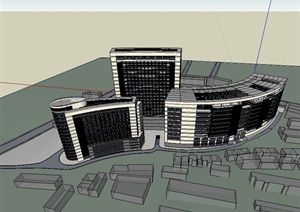 柳州中医院建筑大楼设计SU(草图大师)模型