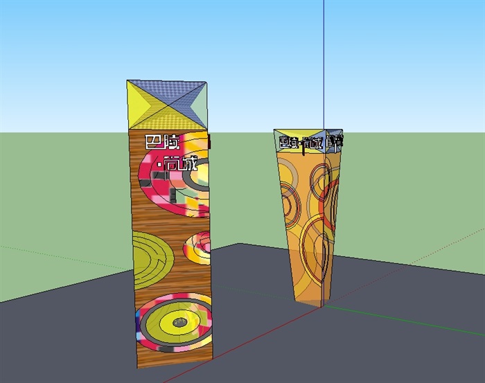 景观柱两个设计su模型(2)